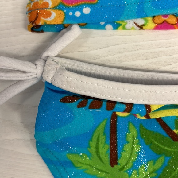 NWT Hula Star Blue Hibiscus Triangle Bikini Kids - Picture 5 of 7